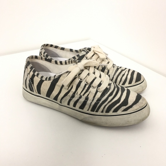 RE/DONE 70s Low Top Skate Canvas Zebra Print Sneakers Size EU 37 - Picture 4 of 9